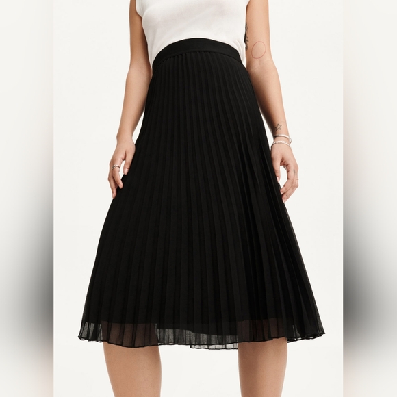 DKNY Pull On Pleated Midi Skirt | M | Black - Picture 4 of 8